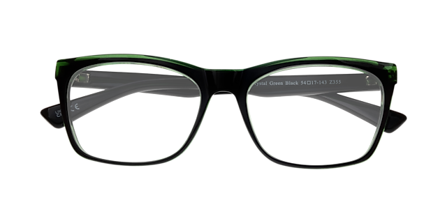 Hazel Crystal Green Black PlasticEyeglass Frames for Glasses Direct, Closed View