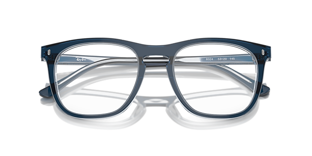 RB2210V Blue On Transparent Blue AcetateEyeglass Frames for Glasses Direct, Closed View