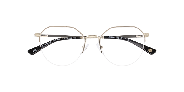 Notting Hill Black On Light Gold MetalEyeglass Frames for Glasses Direct, Closed View