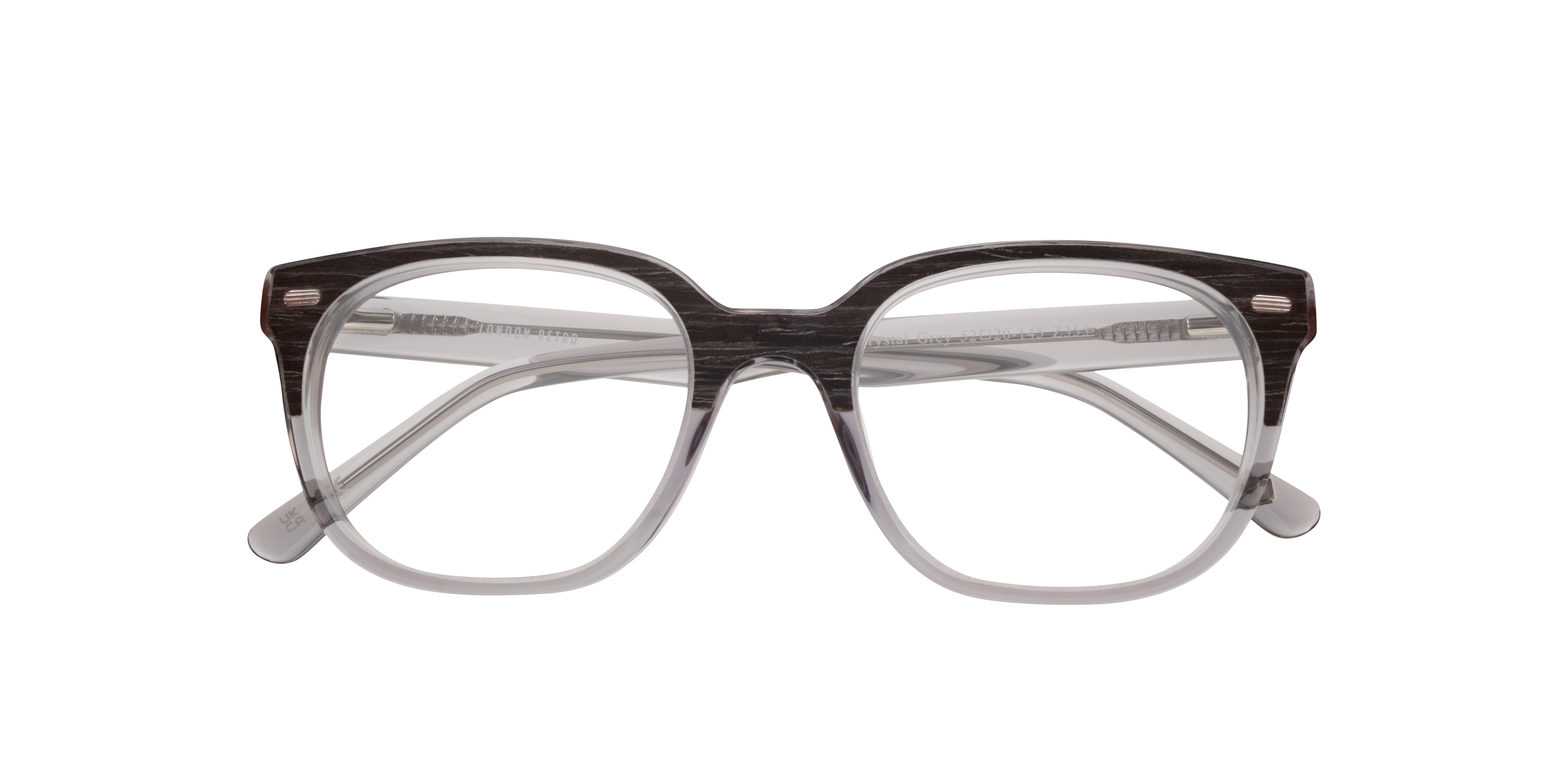 Hanwell Grey Wood & Crystal Grey AcetateEyeglass Frames for Glasses Direct, Closed View