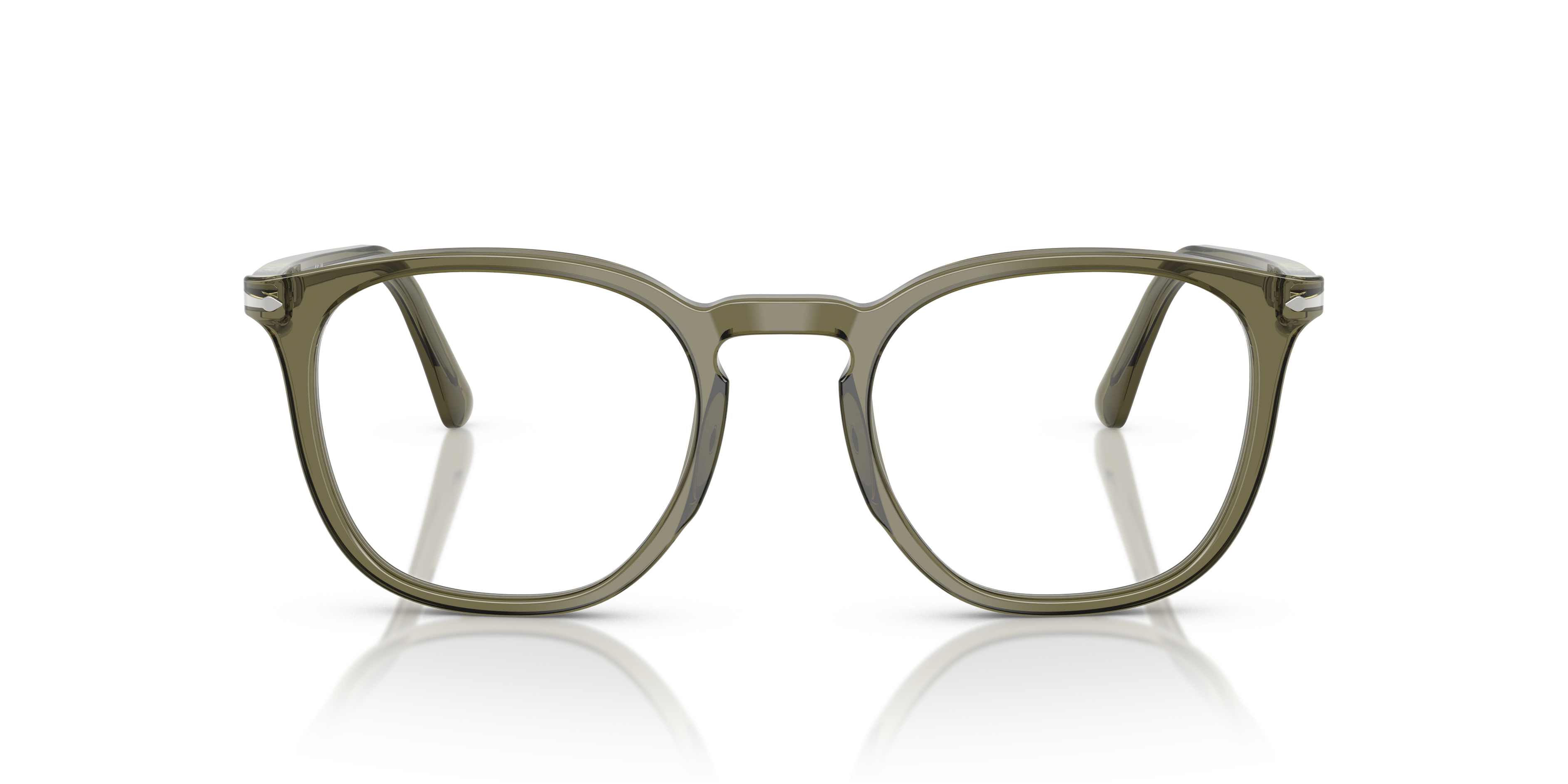 PO3318V Olive Transparent Green AcetateEyeglass Frames for Glasses Direct, Front View