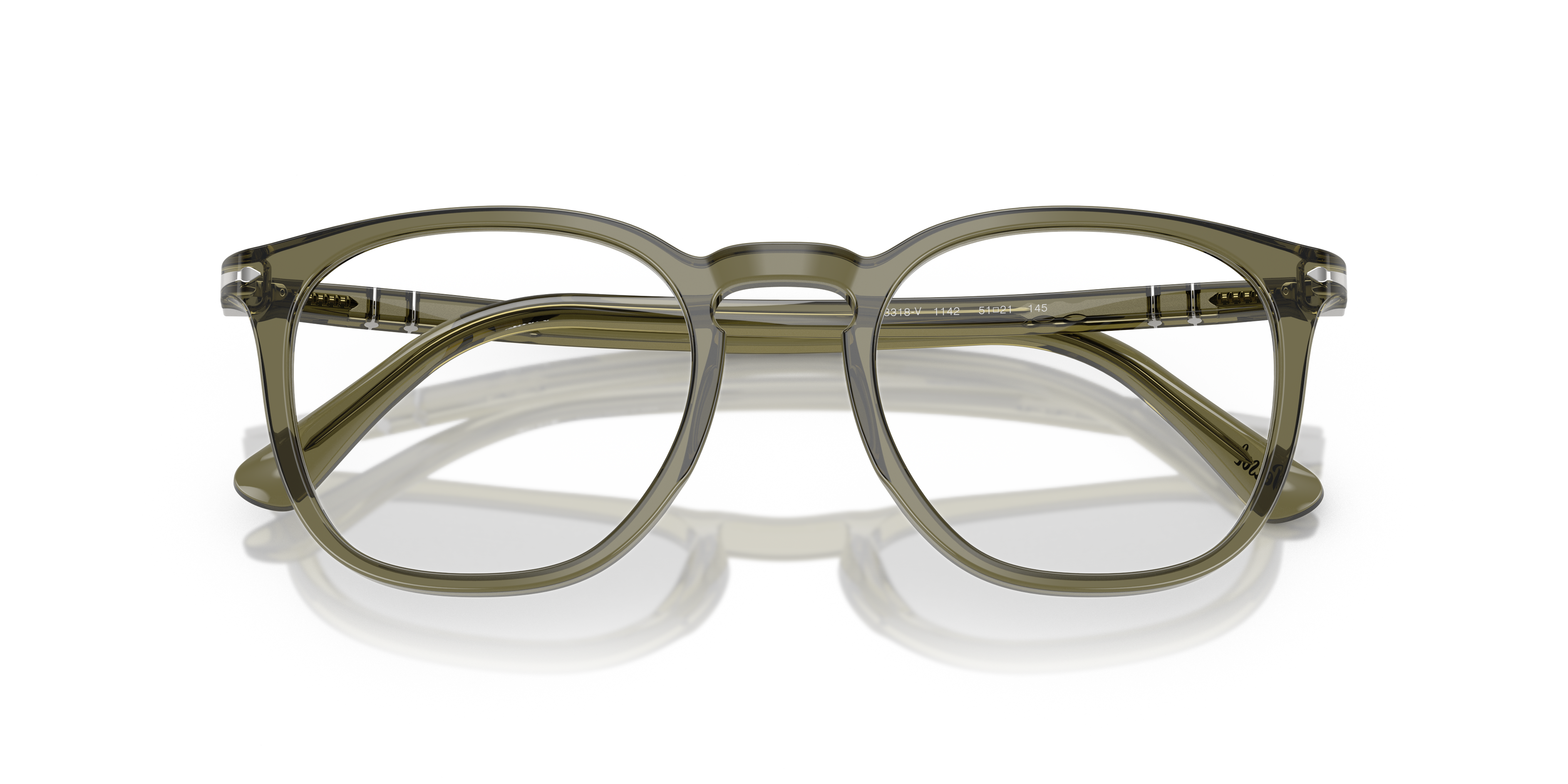 PO3318V Olive Transparent Green AcetateEyeglass Frames for Glasses Direct, Closed View