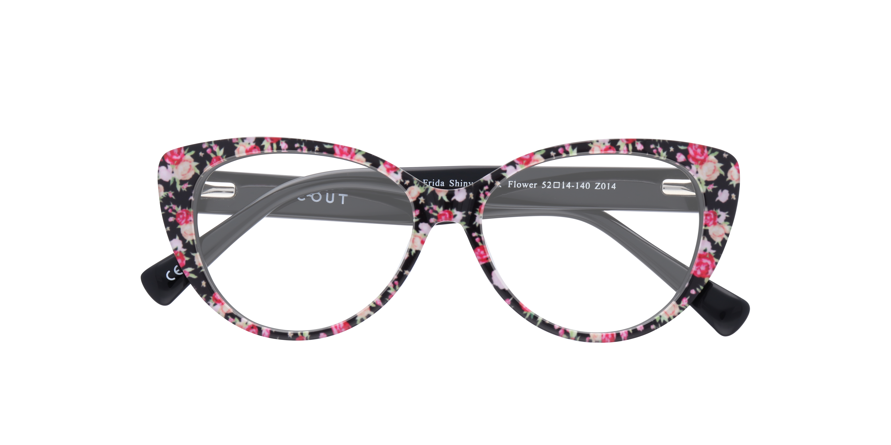 Frida Shiny Black Flower AcetateEyeglass Frames for Glasses Direct, Closed View