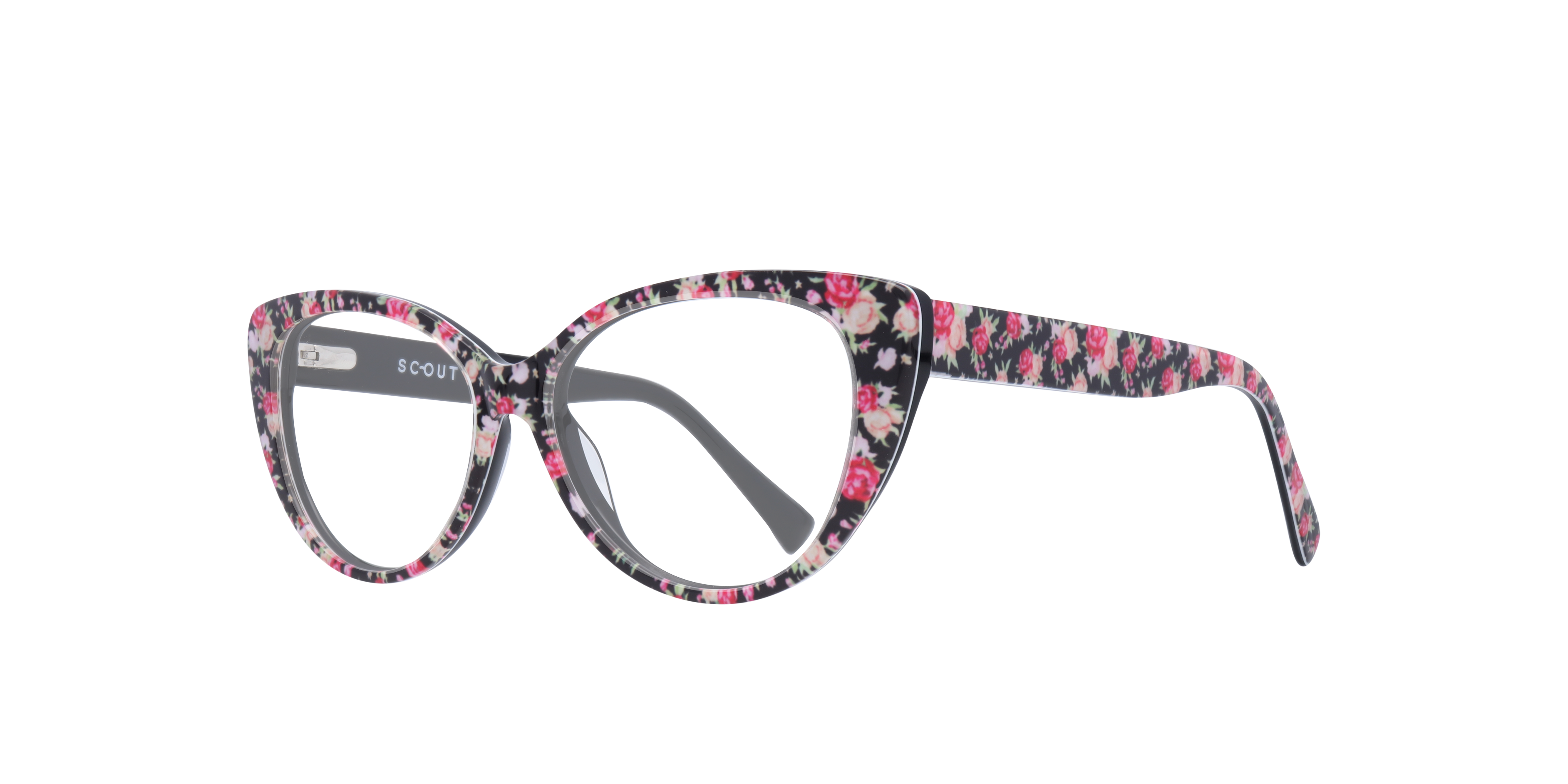 Frida Shiny Black Flower AcetateEyeglass Frames for Glasses Direct, Angle View