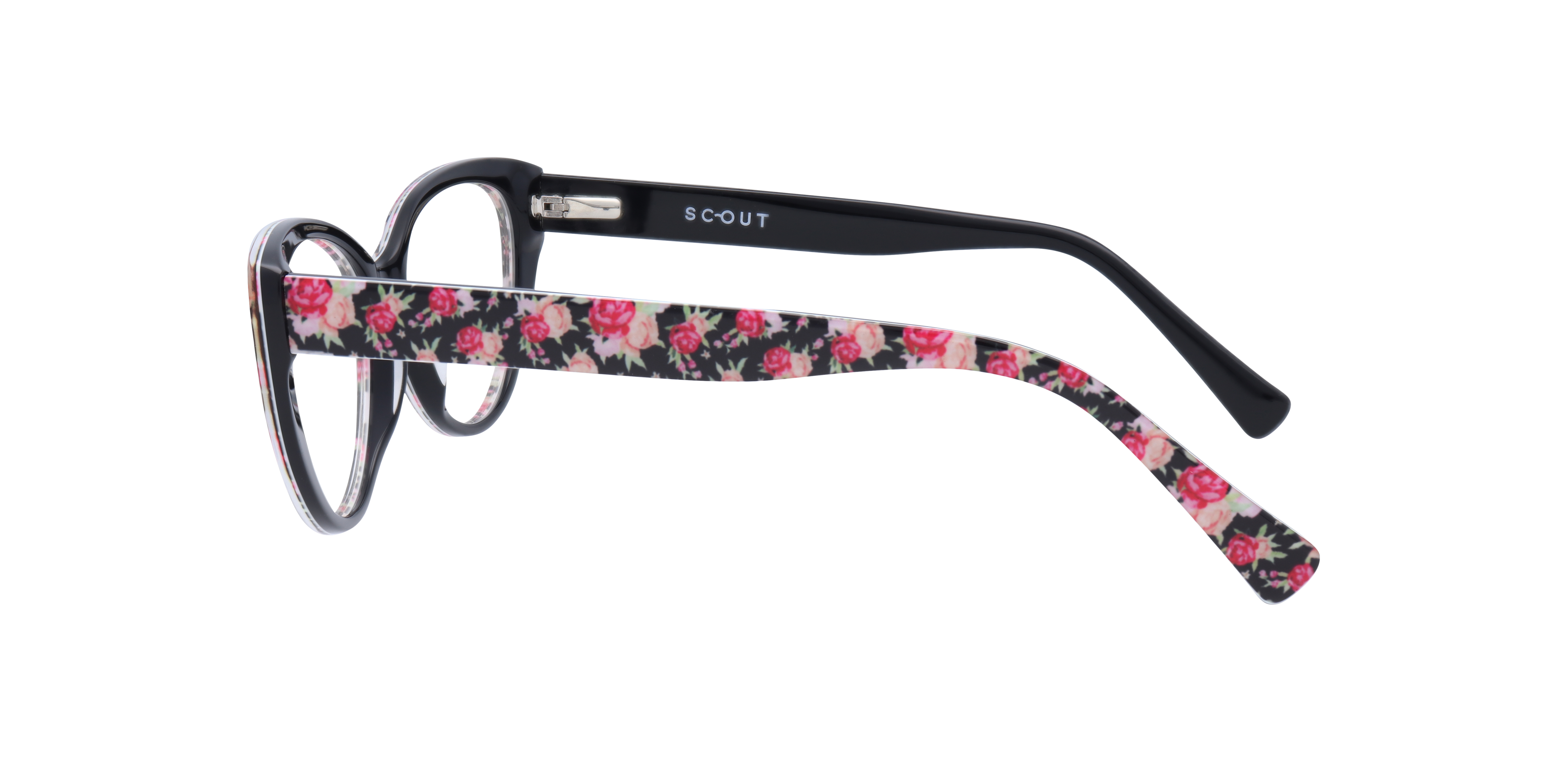 Frida Shiny Black Flower AcetateEyeglass Frames for Glasses Direct, Side View