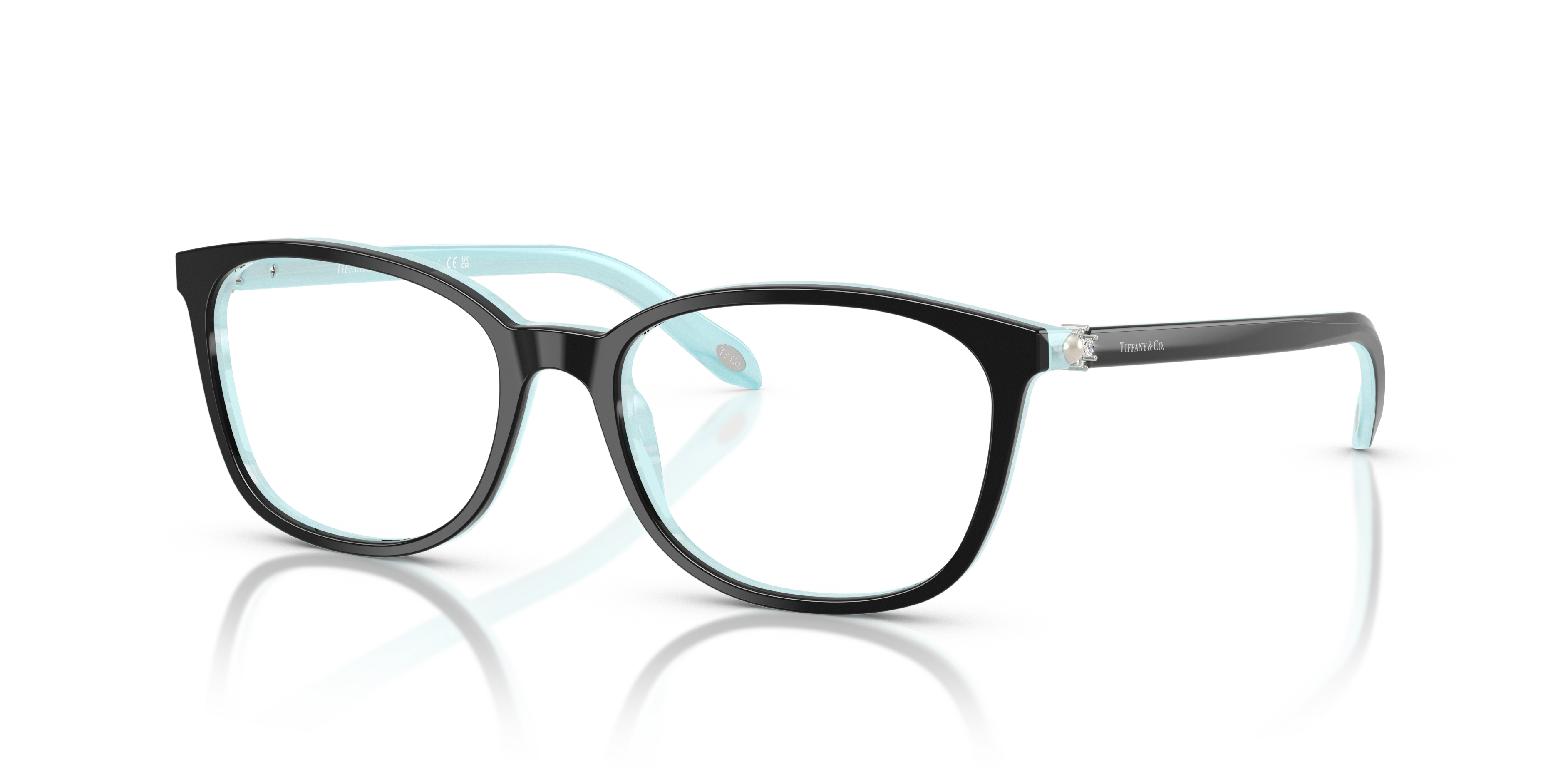 TF2109BF Black On Tiffany Blue Striped AcetateEyeglass Frames for Glasses Direct, Angle View