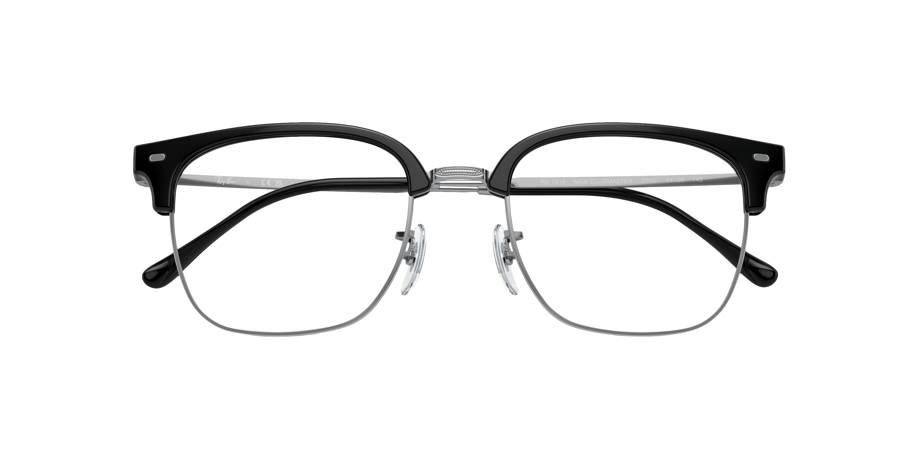 RB7216 Black On Silver PlasticEyeglass Frames for Glasses Direct, Closed View