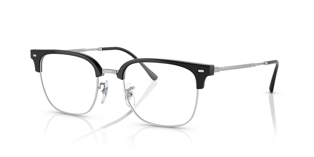 RB7216 Black On Silver PlasticEyeglass Frames for Glasses Direct, Angle View