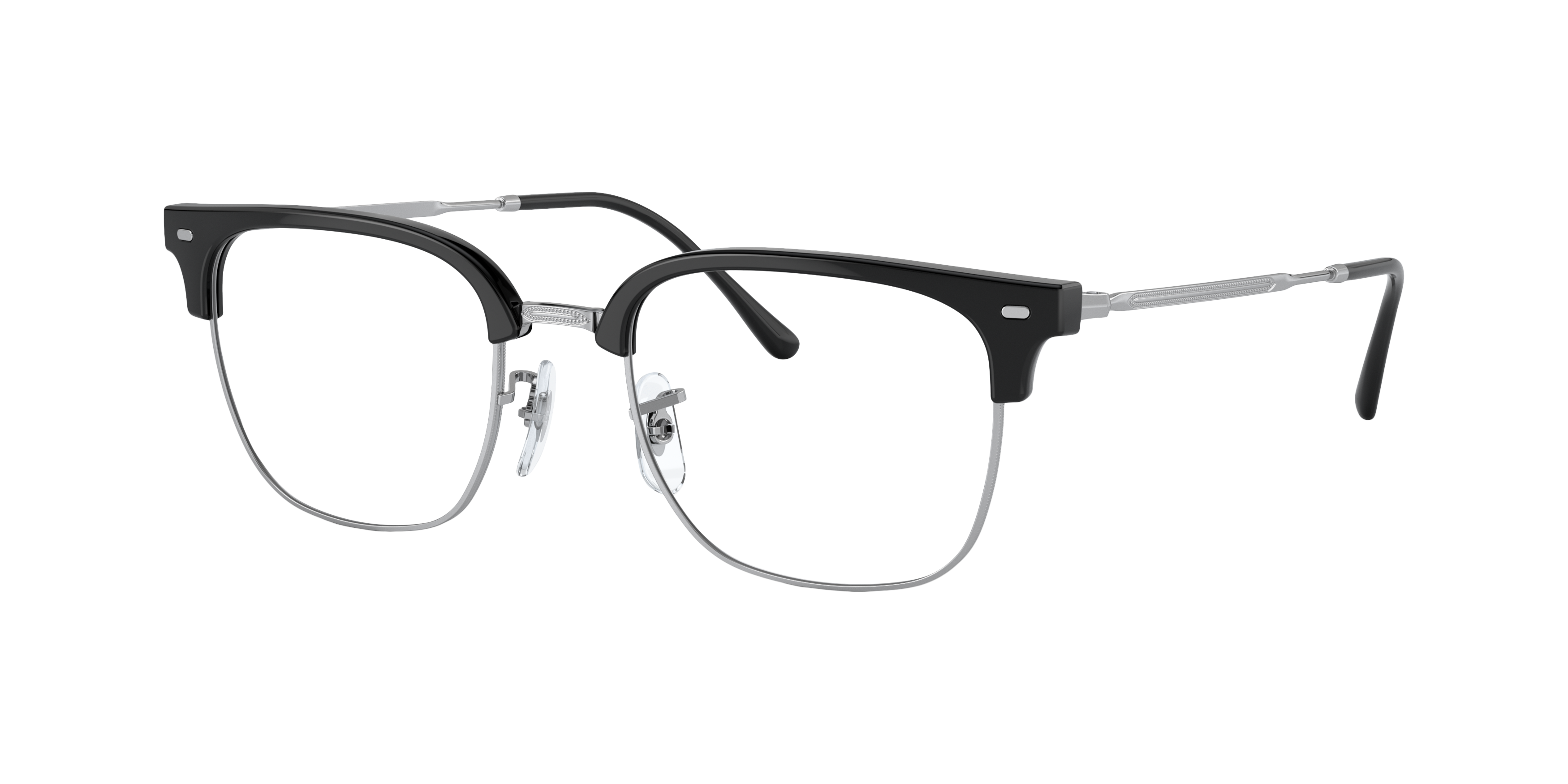 RB7216 Black On Silver PlasticEyeglass Frames for Glasses Direct, Angle View