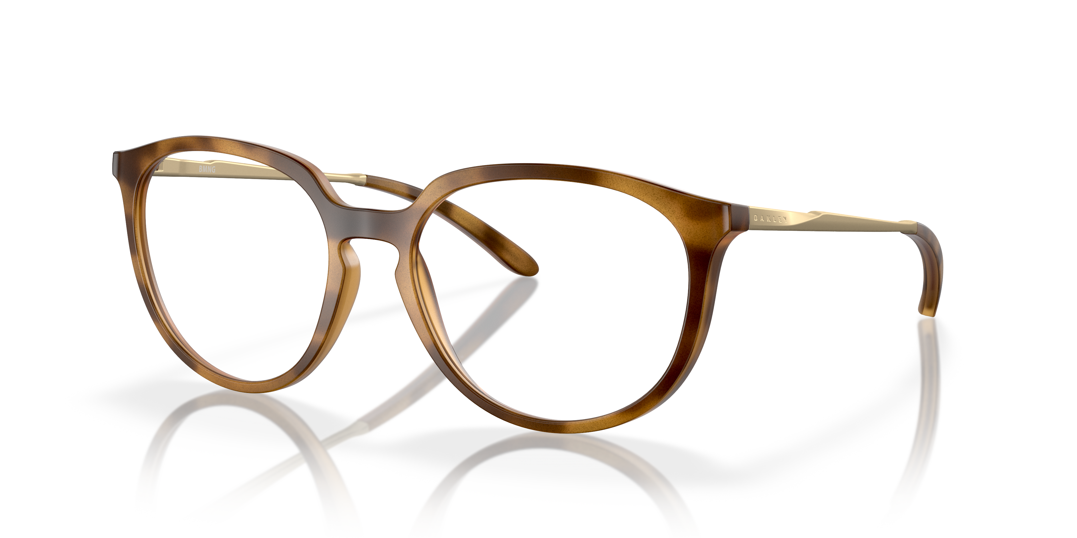 BMNG Satin Brown Tortoise PlasticEyeglass Frames for Glasses Direct, Angle View