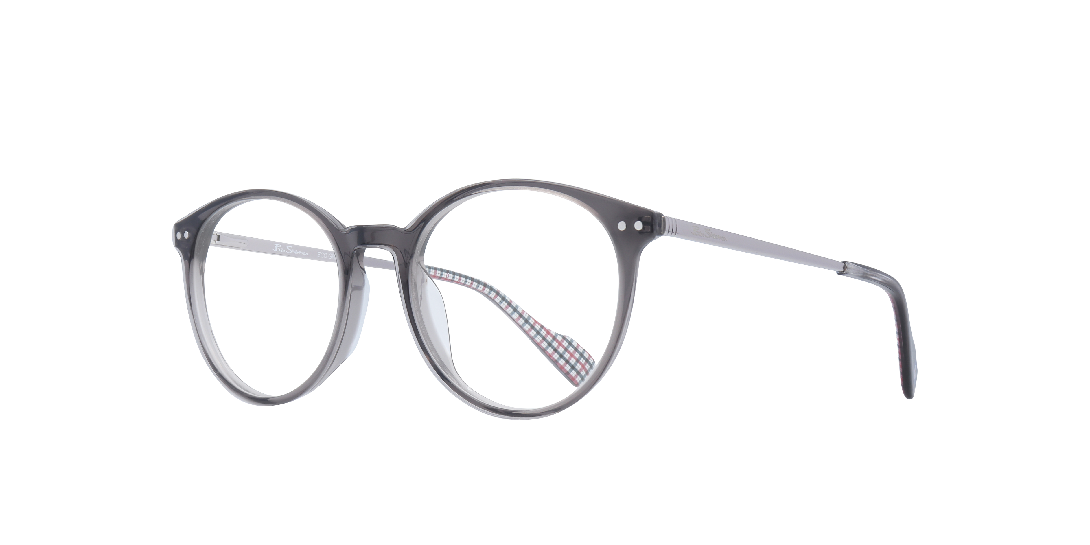 Fitzroy BN Grey MetalEyeglass Frames for Glasses Direct, Angle View
