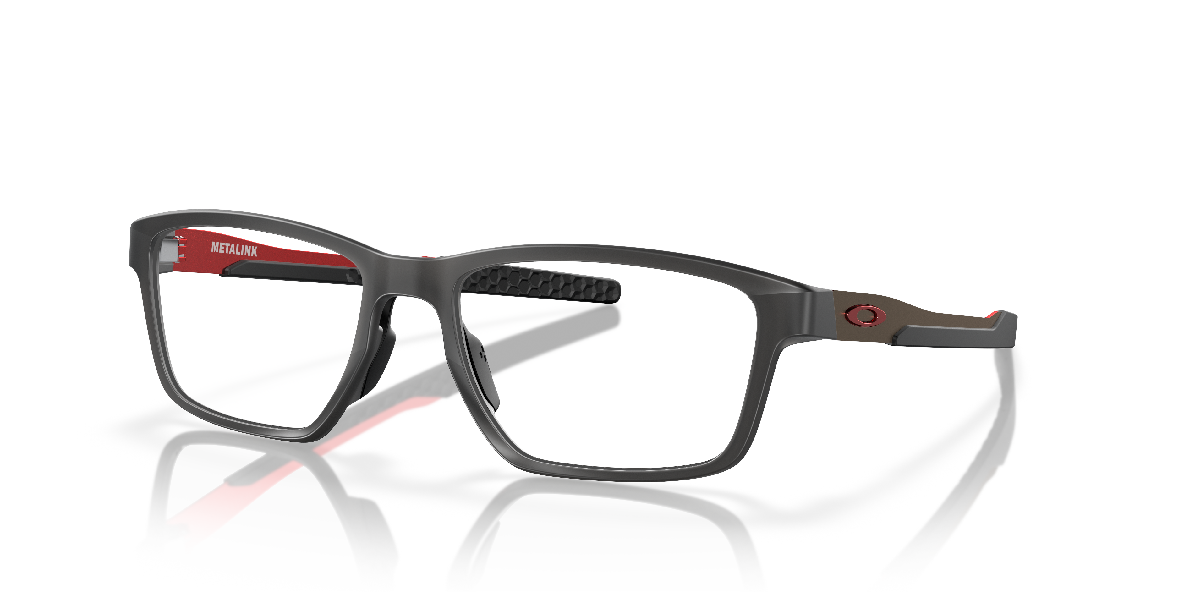 Metalink Satin Grey Smoke PlasticEyeglass Frames for Glasses Direct, Angle View