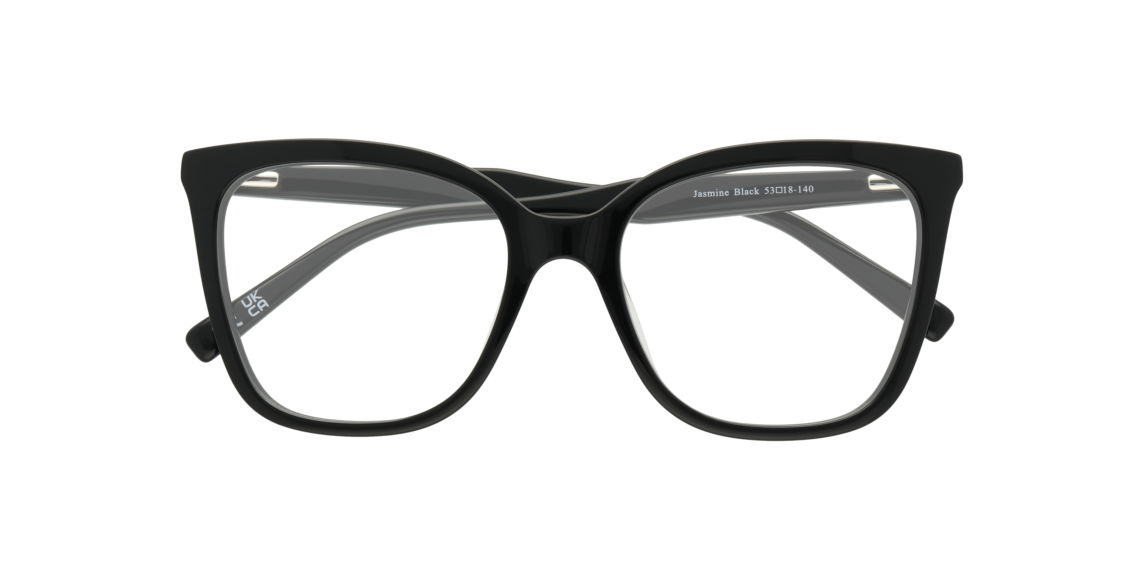 Jasmine Black AcetateEyeglass Frames for Glasses Direct, Closed View