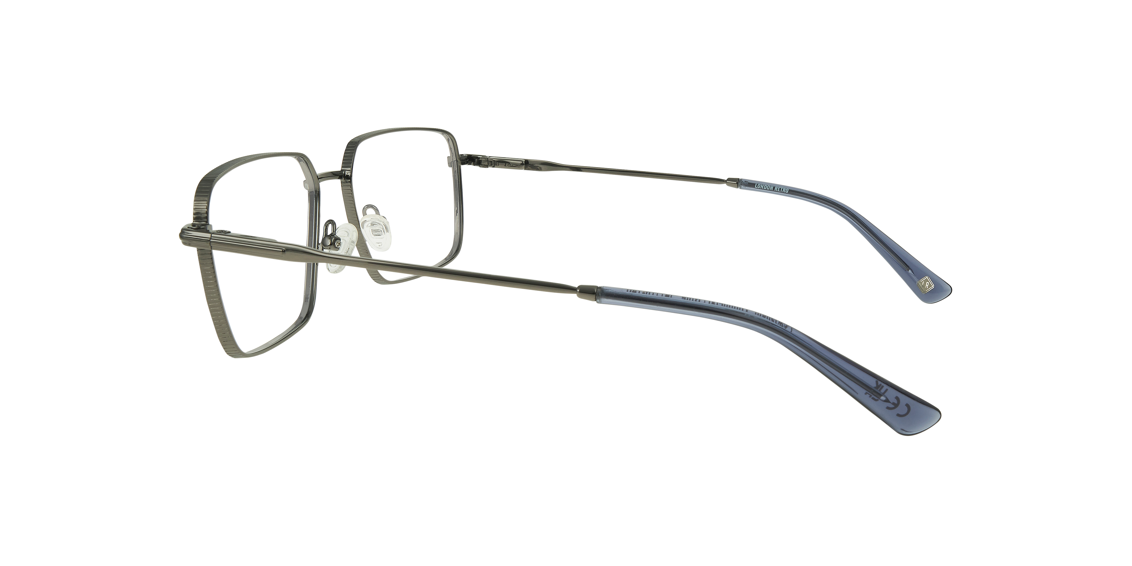 Lewisham Gunmetal & Blue MetalEyeglass Frames for Glasses Direct, Side View
