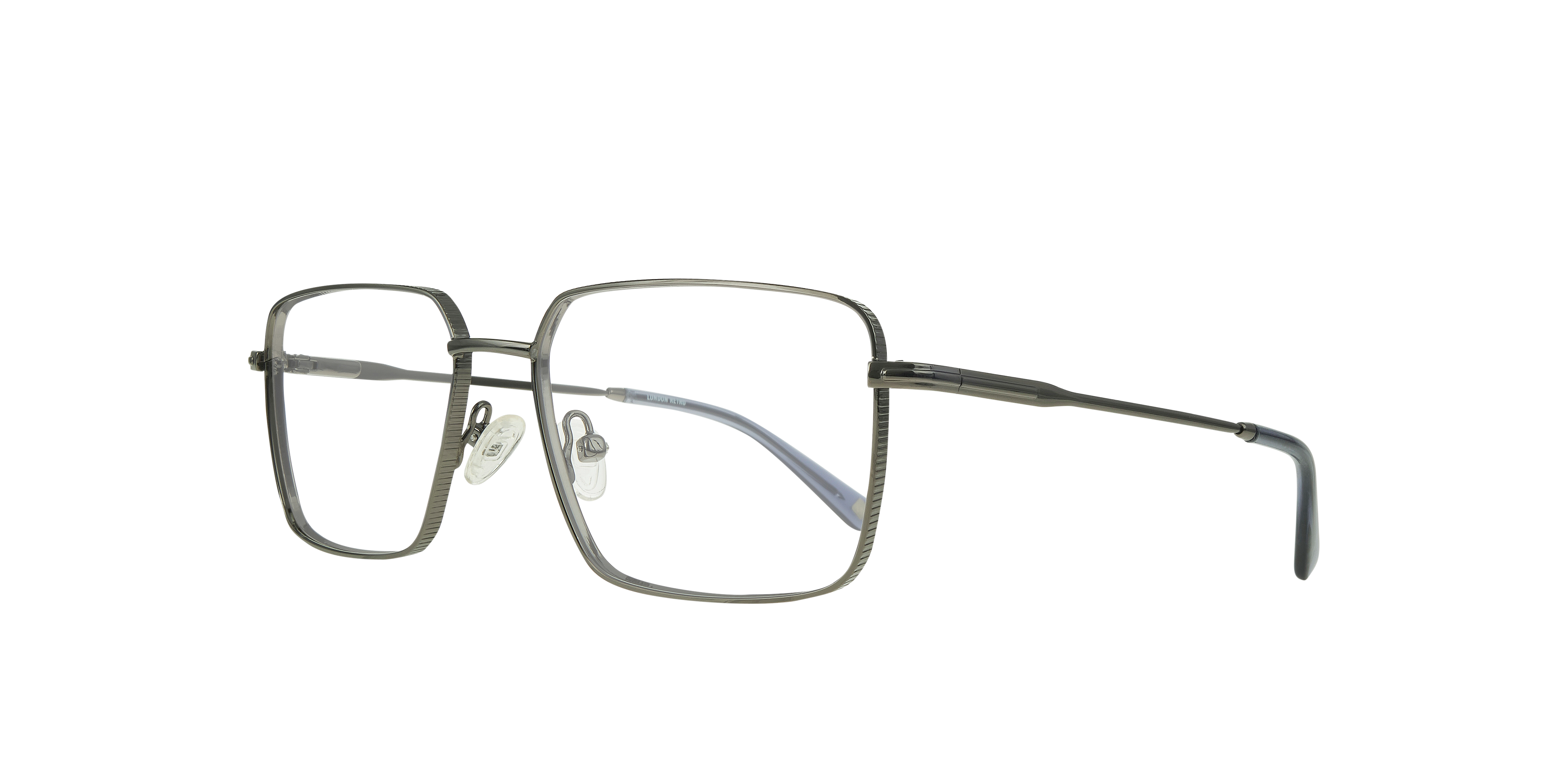 Lewisham Gunmetal & Blue MetalEyeglass Frames for Glasses Direct, Angle View