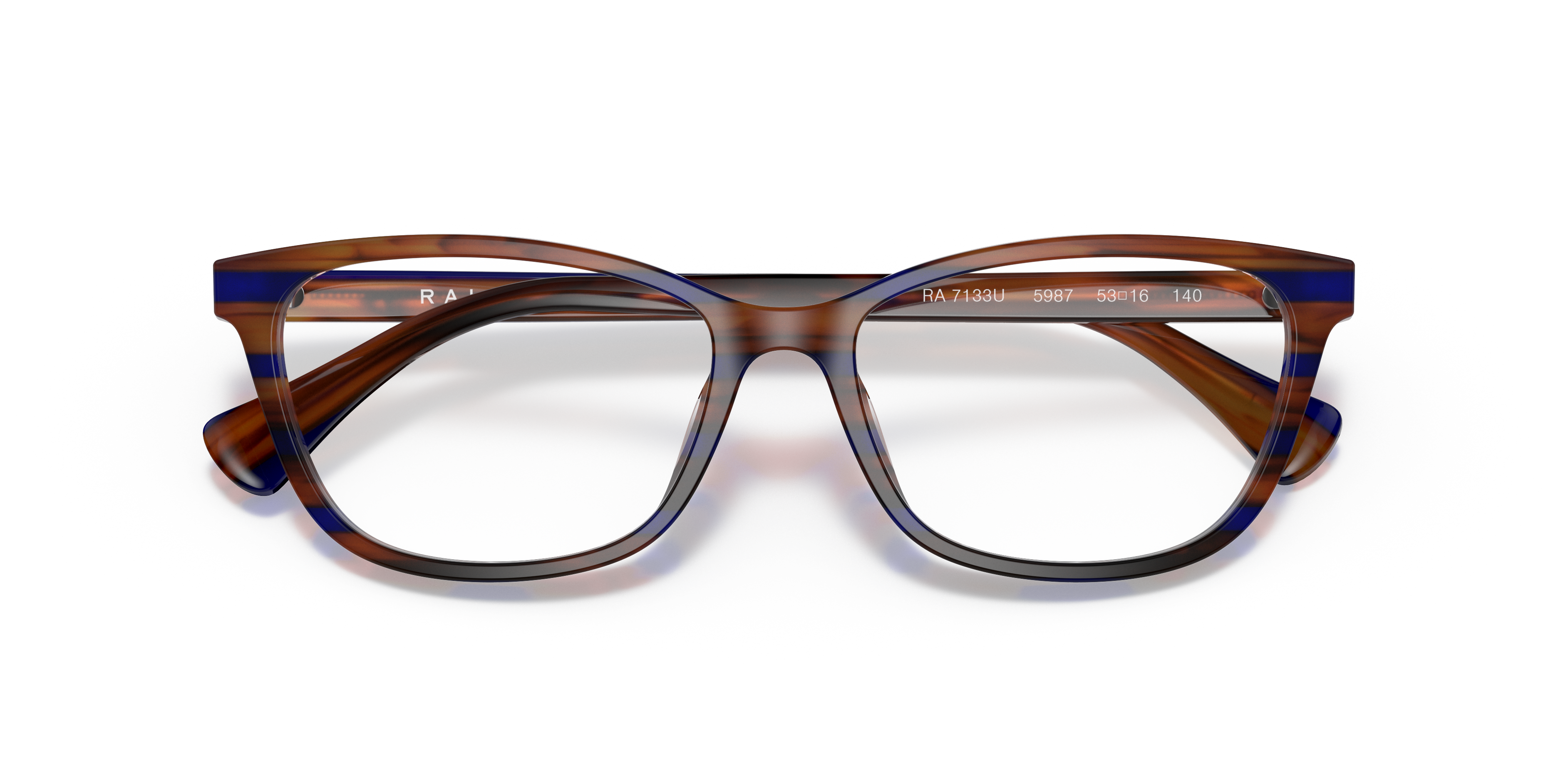 RA7133U Striped Brown Blue AcetateEyeglass Frames for Glasses Direct, Closed View