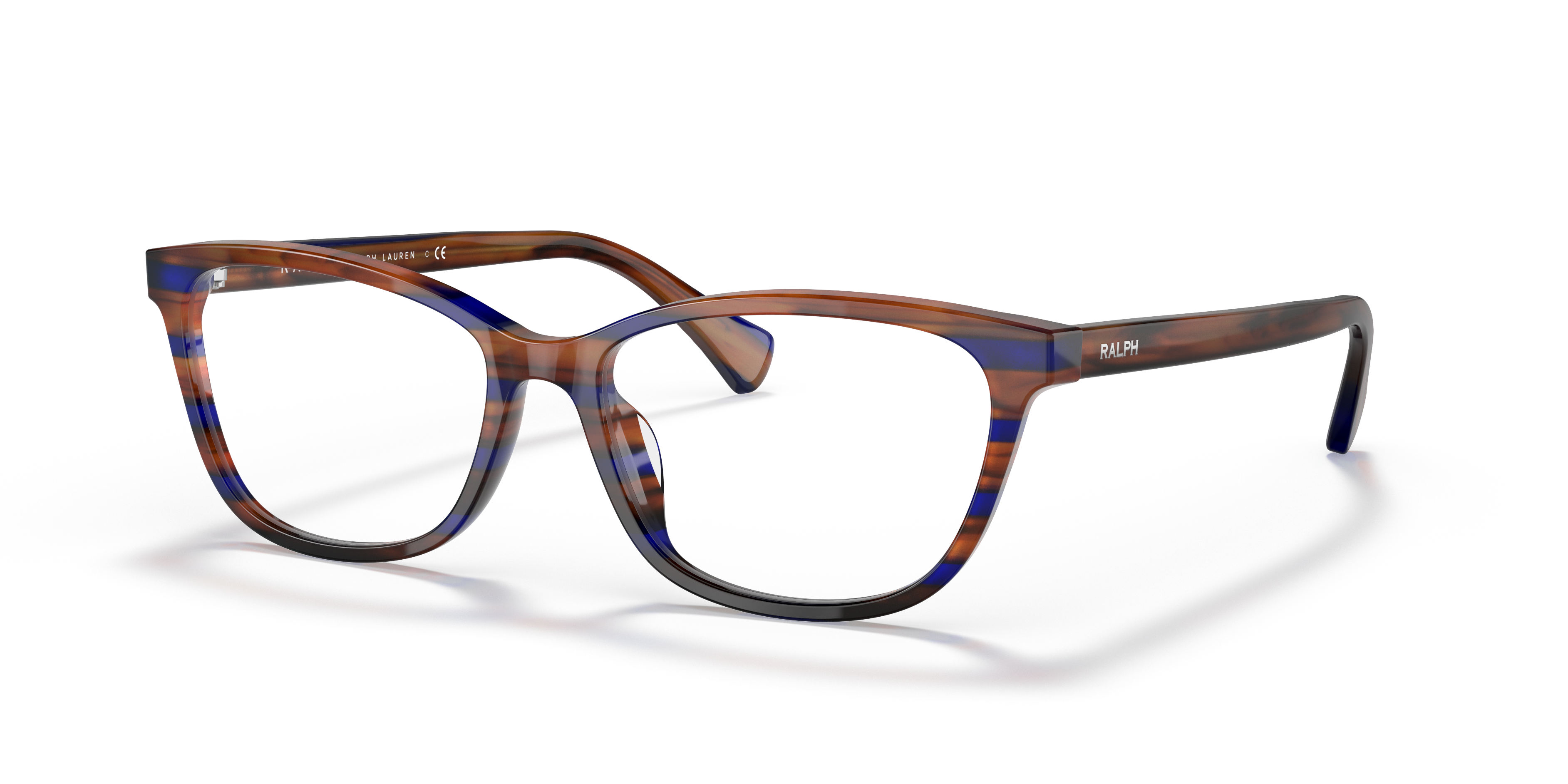 RA7133U Striped Brown Blue AcetateEyeglass Frames for Glasses Direct, Angle View