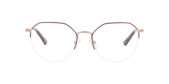 Notting Hill Burgundy & Pink Gold MetalEyeglass Frames for Glasses Direct, Front View