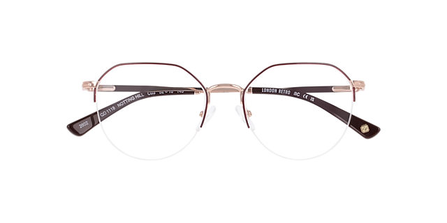 Notting Hill Burgundy & Pink Gold MetalEyeglass Frames for Glasses Direct, Closed View