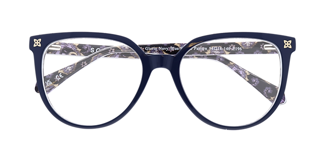 Gloria Navy Blue  &  Purple Pattern AcetateEyeglass Frames for Glasses Direct, Closed View
