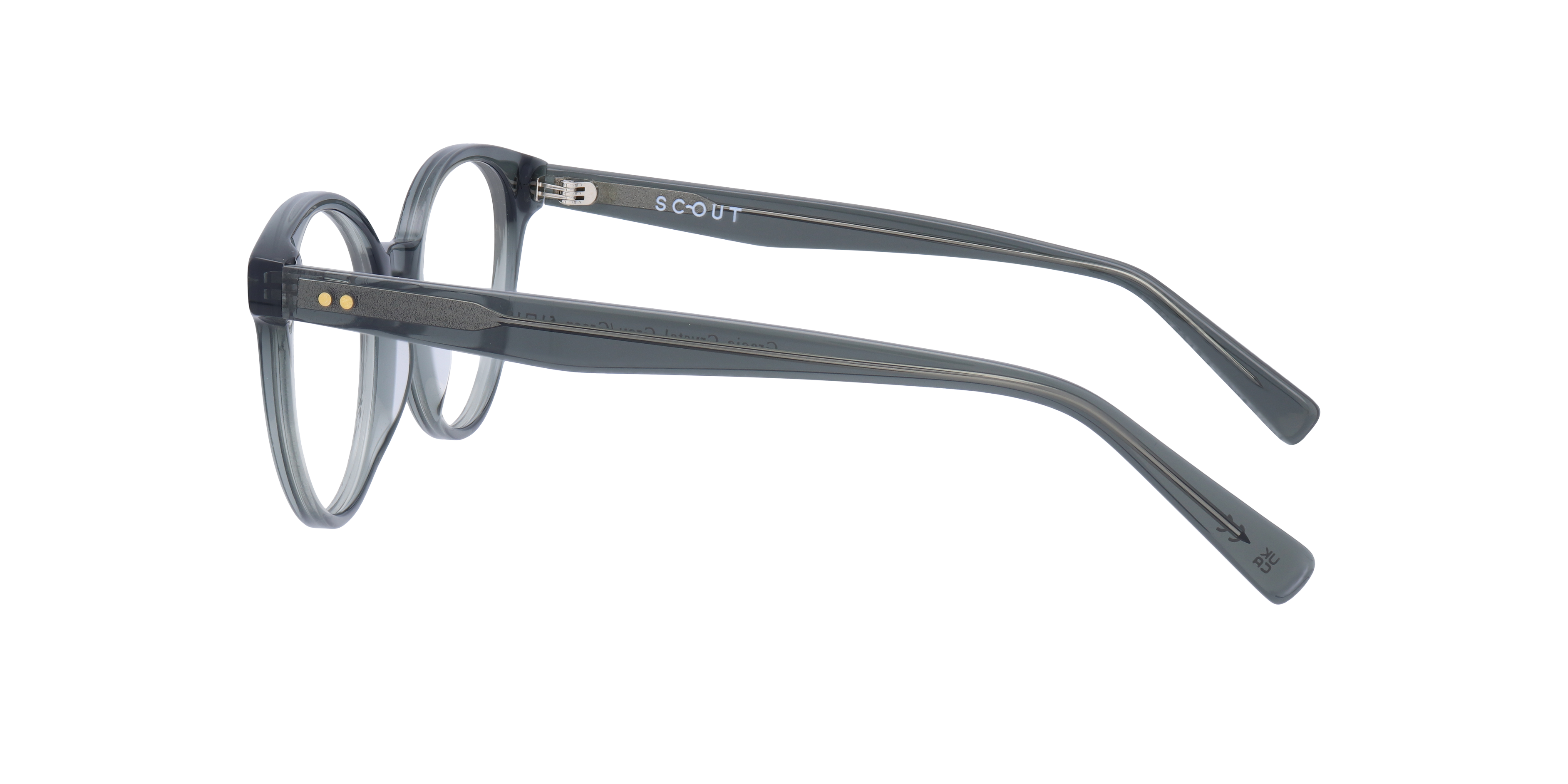 Gracie Crystal Grey & Green AcetateEyeglass Frames for Glasses Direct, Side View