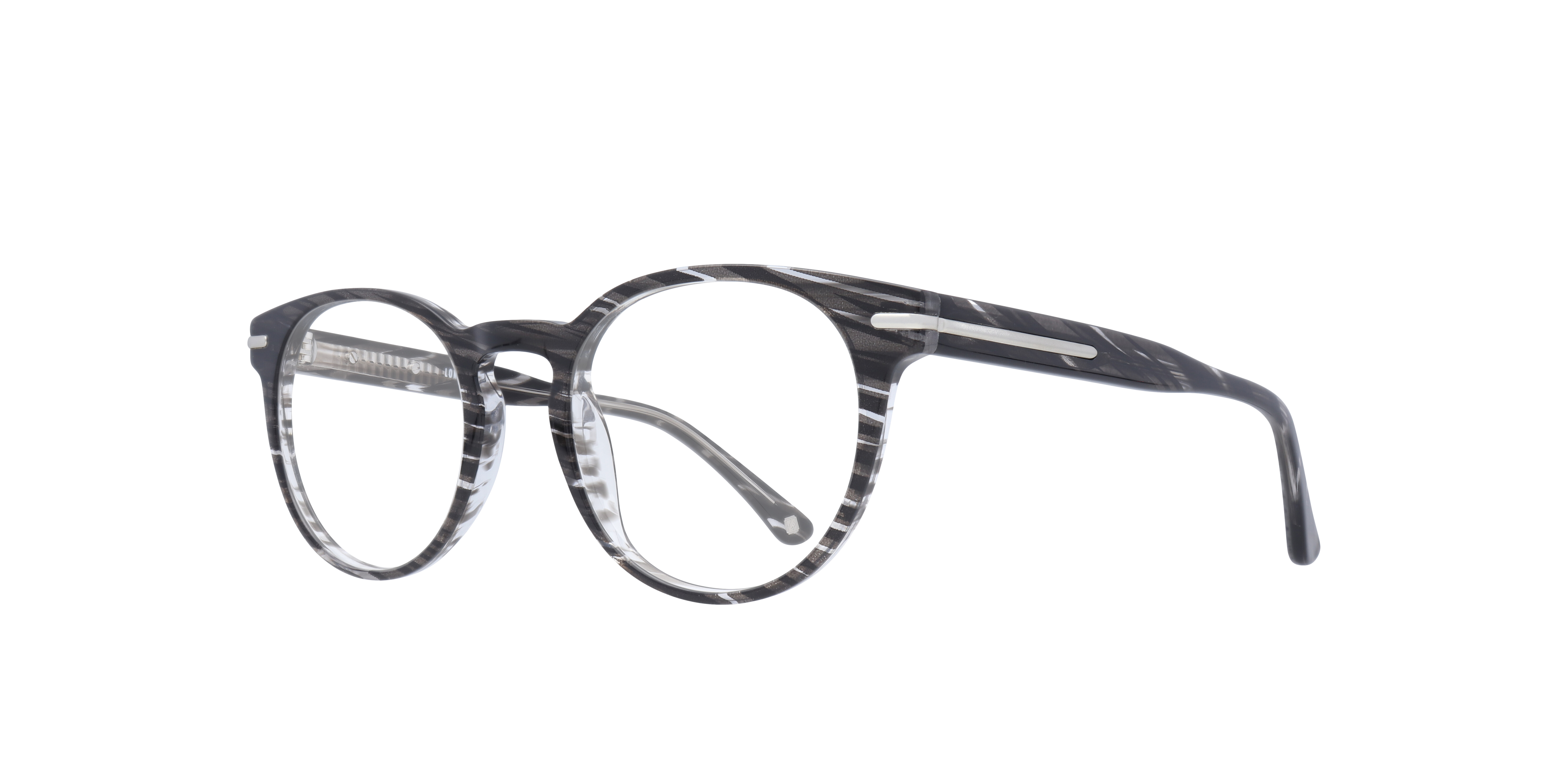 Dalston Shiny Grey Stripes AcetateEyeglass Frames for Glasses Direct, Angle View