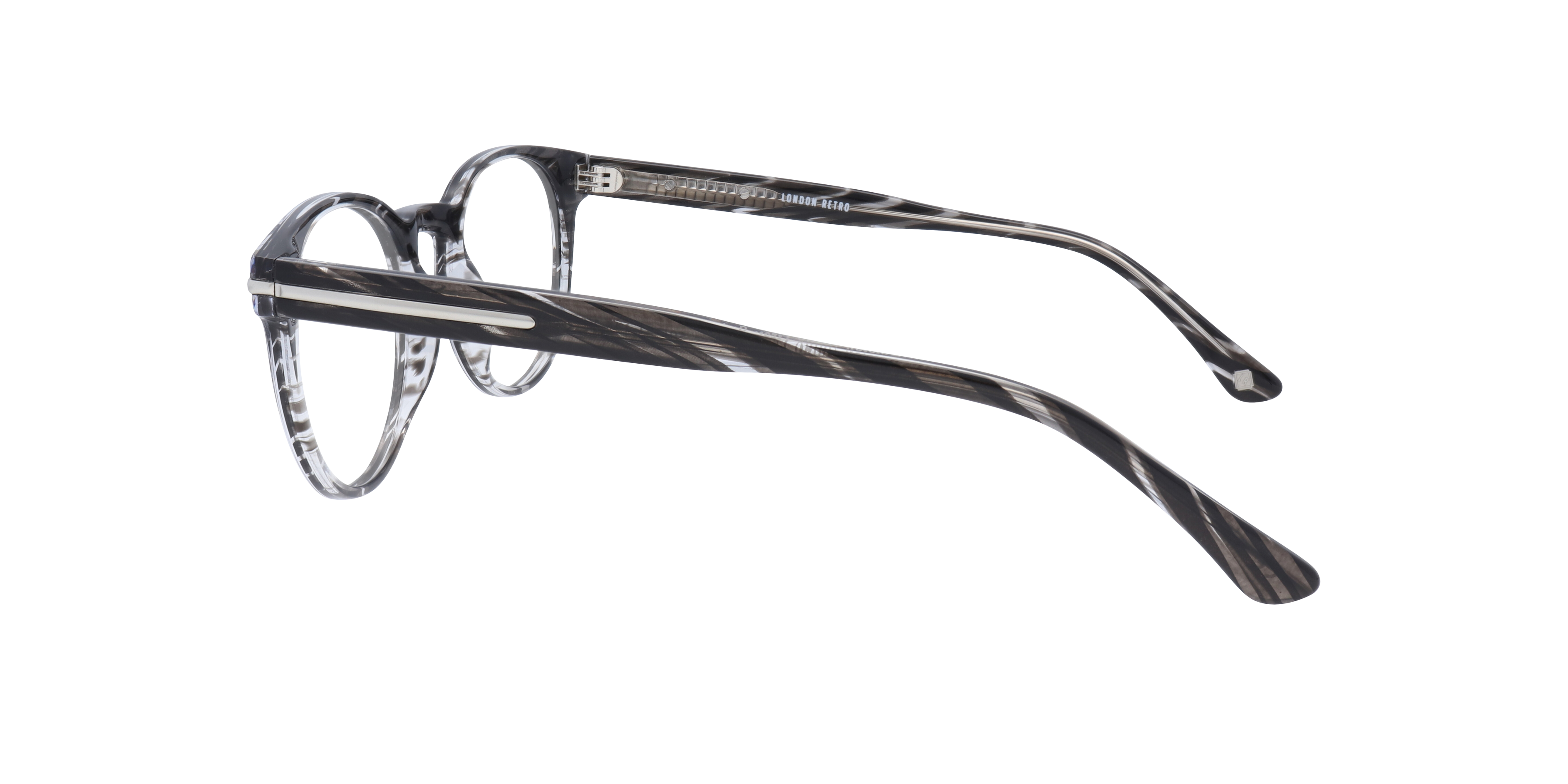 Dalston Shiny Grey Stripes AcetateEyeglass Frames for Glasses Direct, Side View