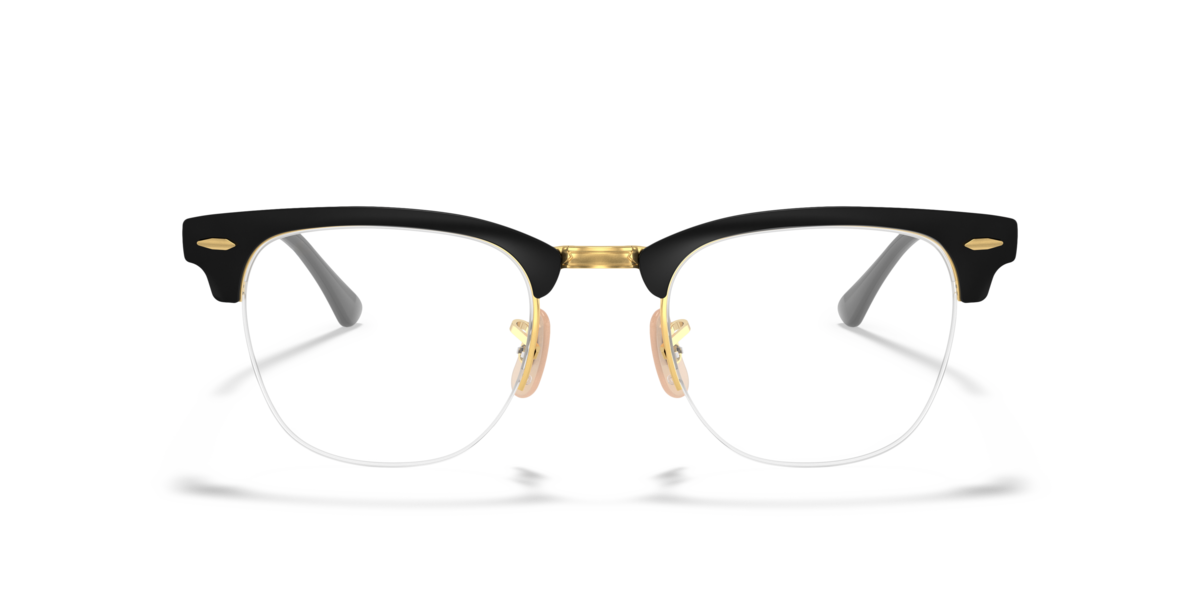 Ray-Ban Unisex Black On Gold,Black Black On Gold Square Metal Eyeglasses Online - Semi Rim - Rb3716vm