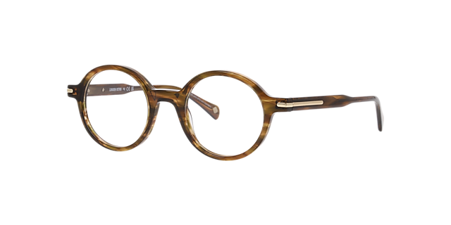 Nine Elms Stripped Brown AcetateEyeglass Frames for Glasses Direct, Angle View
