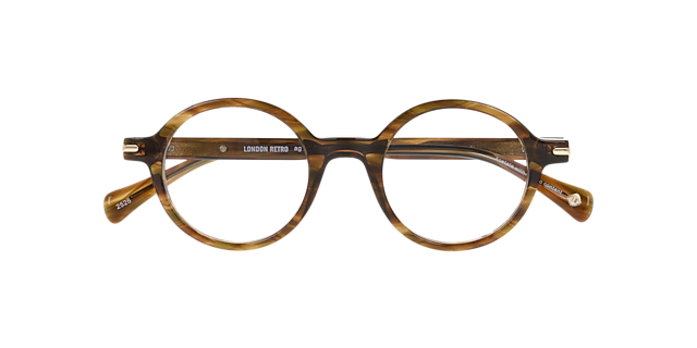 Nine Elms Stripped Brown AcetateEyeglass Frames for Glasses Direct, Closed View