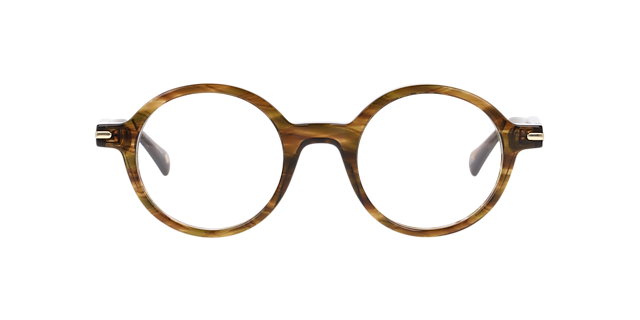 Nine Elms Stripped Brown AcetateEyeglass Frames for Glasses Direct, Front View