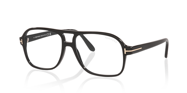 FT6058-B Black Shiny AcetateEyeglass Frames for Glasses Direct, Angle View