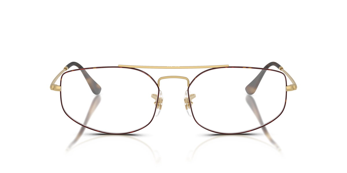 Ray-Ban Unisex Matte Havana On Matte Arista Gold,Silver,Legend Gold Matte Havana On Matte Arista Gold Irregular Metal Eyeglasses Online - Full Rim - Rb6545 Large