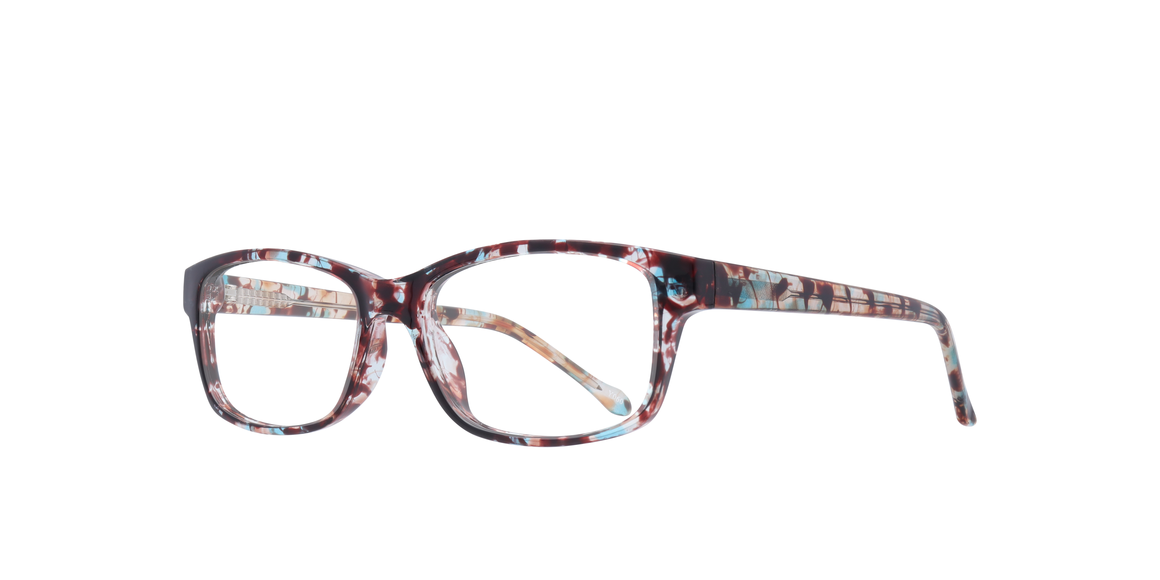 Daisy Brown Pattern PlasticEyeglass Frames for Glasses Direct, Angle View
