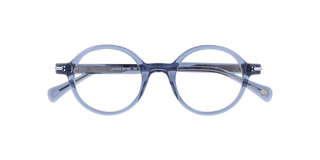 Nine Elms Transparent Dark Blue AcetateEyeglass Frames for Glasses Direct, Closed View