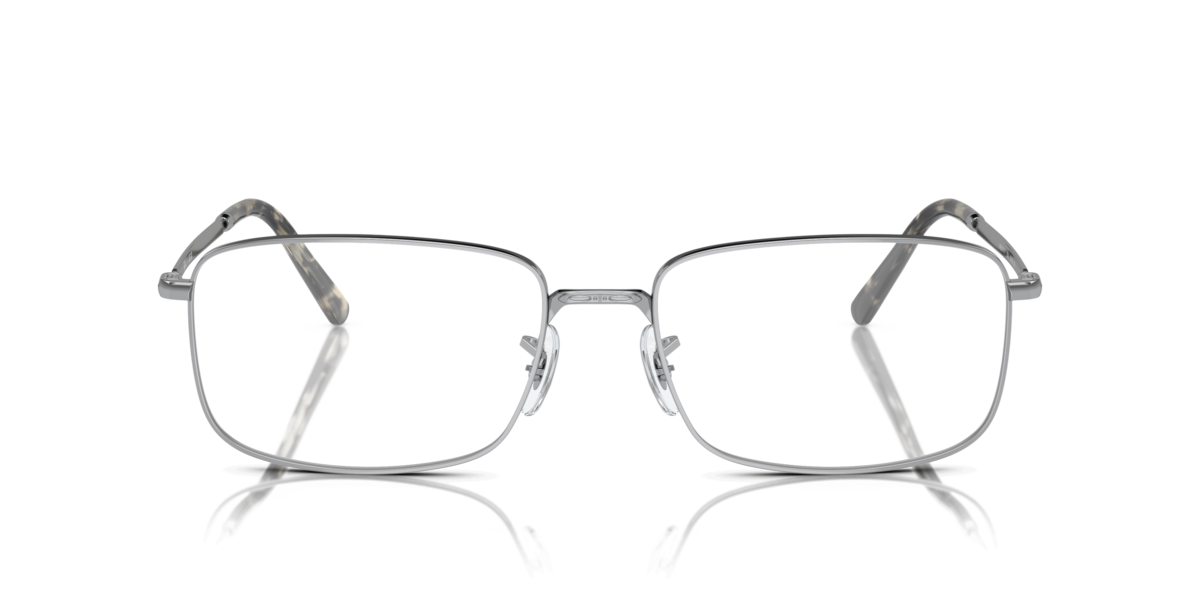 Ray-Ban Unisex Silver,Gunmetal Silver Rectangle Metal Eyeglasses Online - Full Rim - Rb3717v Large