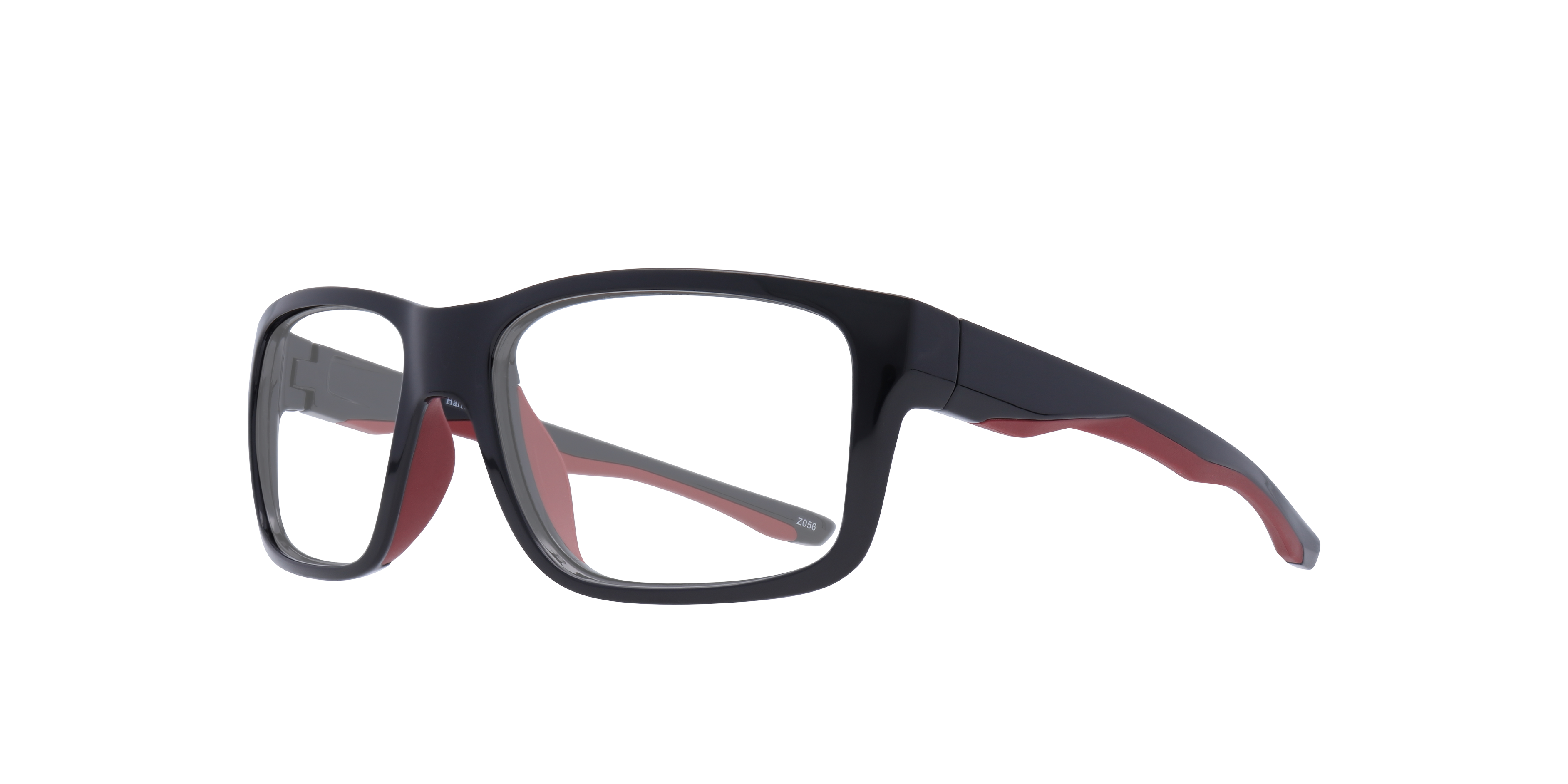 Beat Shiny Black & Red AcetateEyeglass Frames for Glasses Direct, Angle View