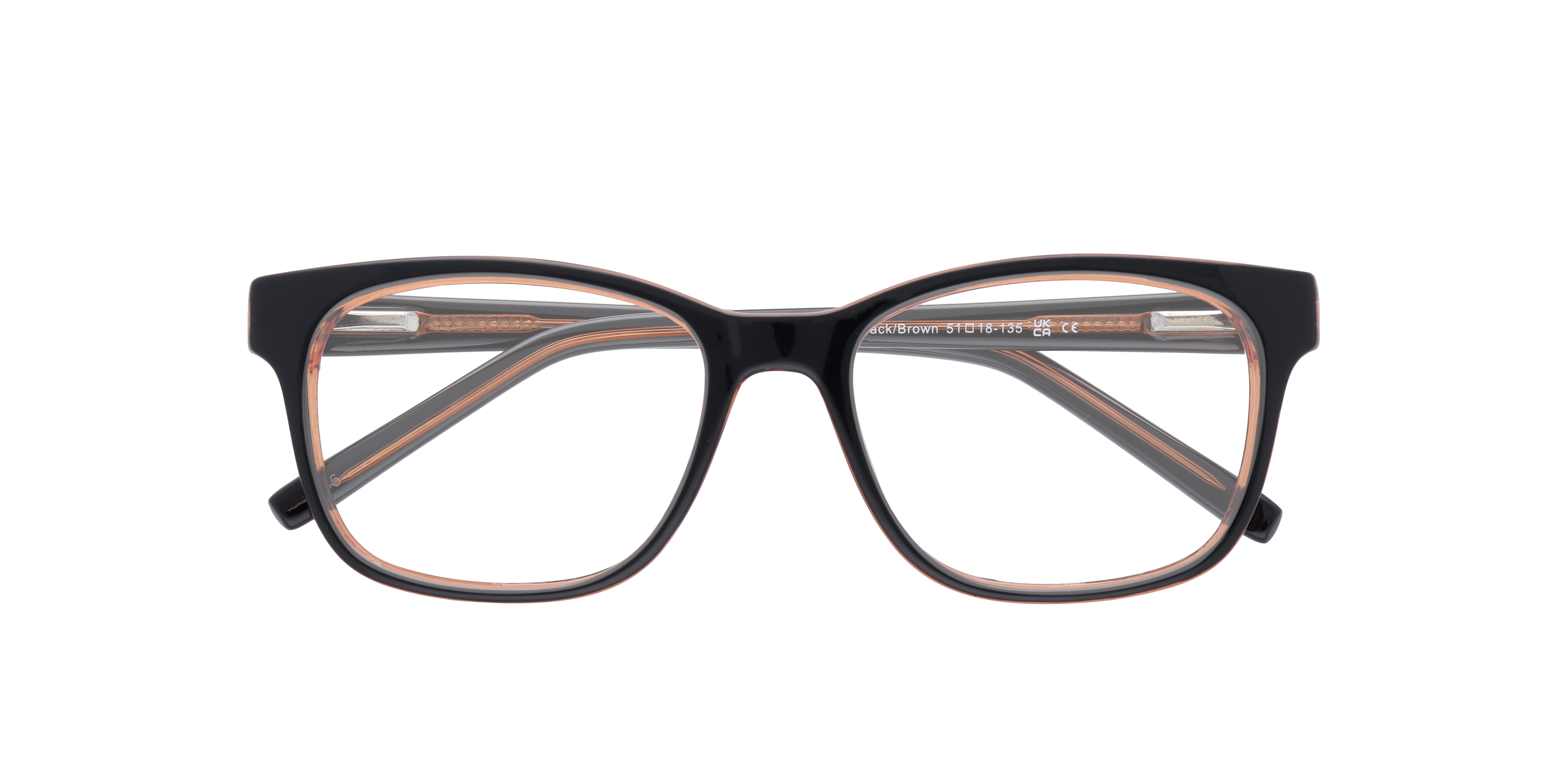 Diallo Black & Brown PlasticEyeglass Frames for Glasses Direct, Closed View
