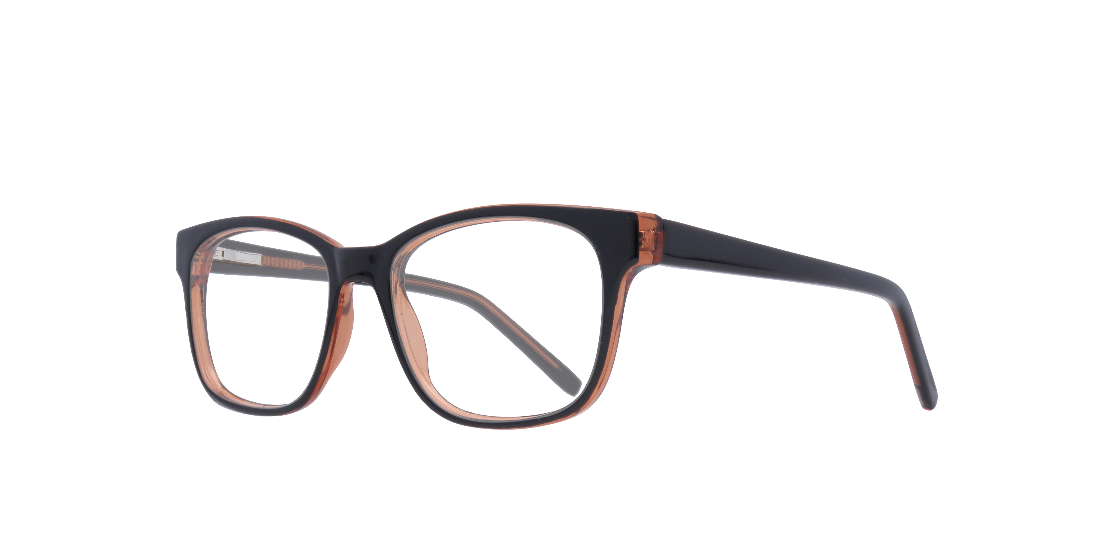 Diallo Black & Brown PlasticEyeglass Frames for Glasses Direct, Angle View