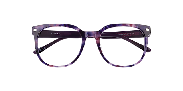 Merlyn Havana Purple AcetateEyeglass Frames for Glasses Direct, Closed View