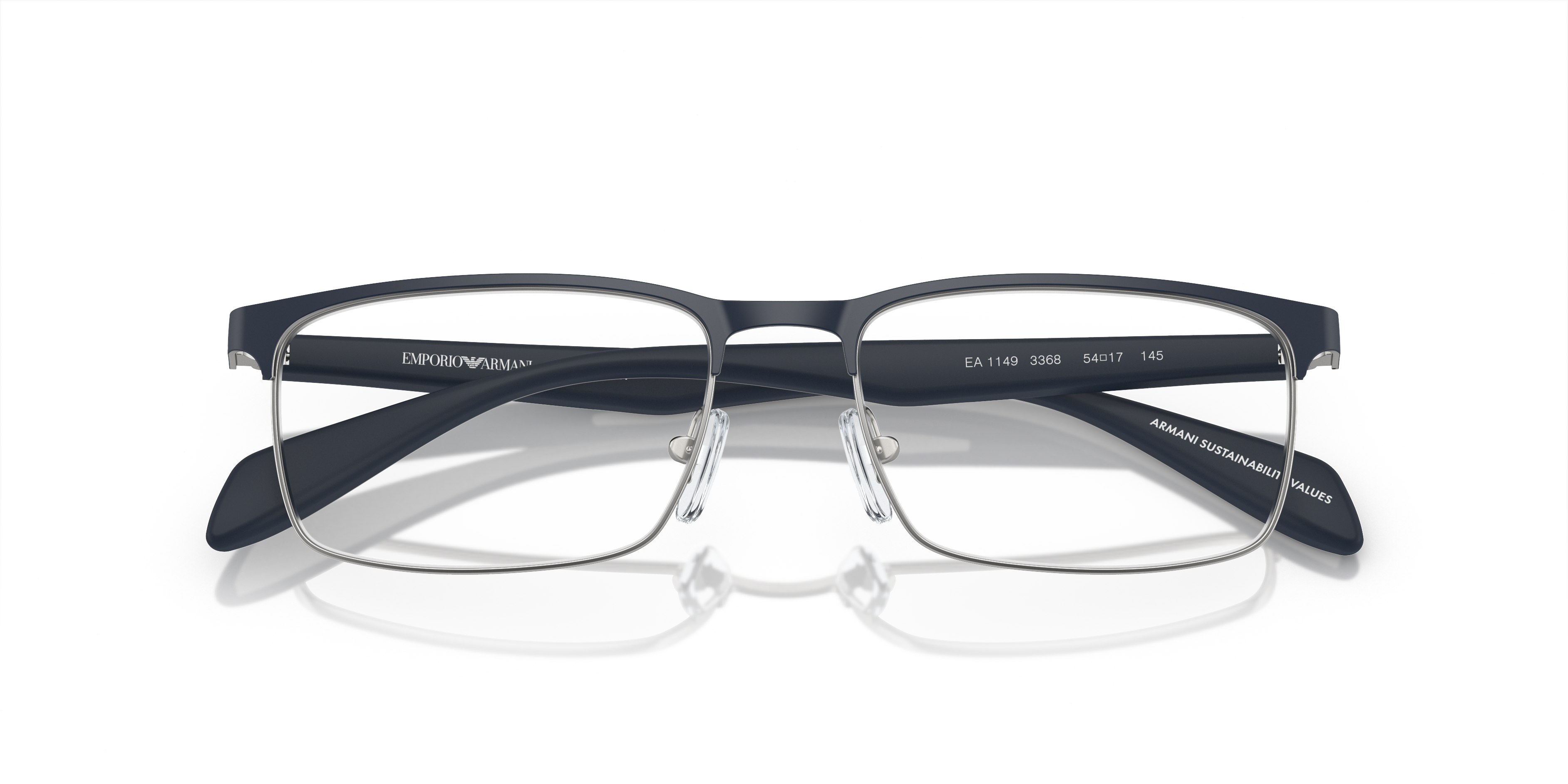 EA1149 Matte Silver & Blue MetalSunglass Frames for Glasses Direct, Closed View