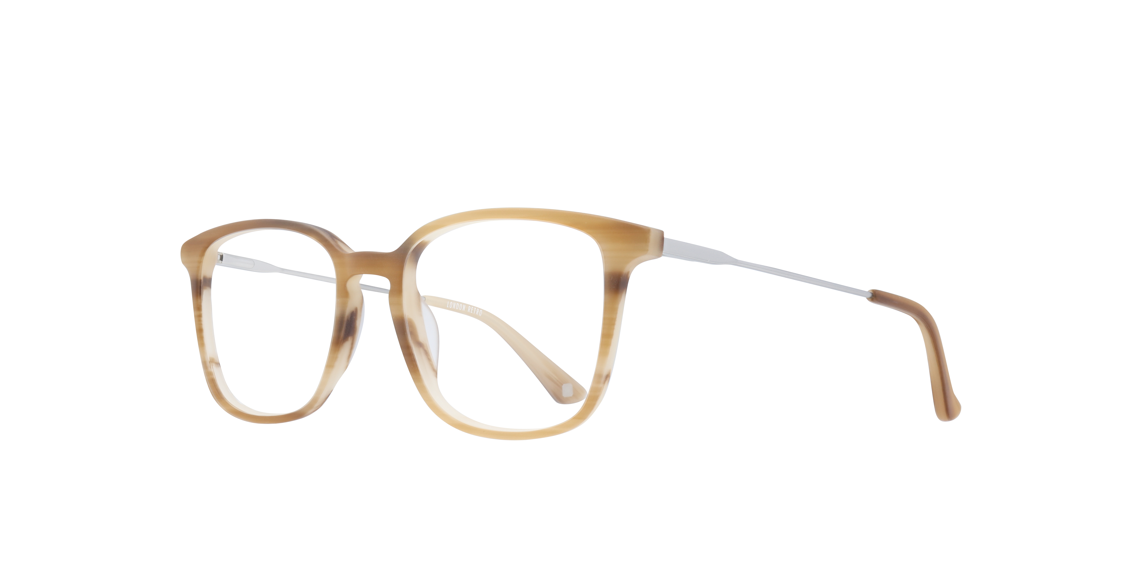 Baker Brown Horn & Silver AcetateEyeglass Frames for Glasses Direct, Angle View