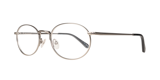 Hawkins Matte Silver MetalEyeglass Frames for Glasses Direct, Angle View