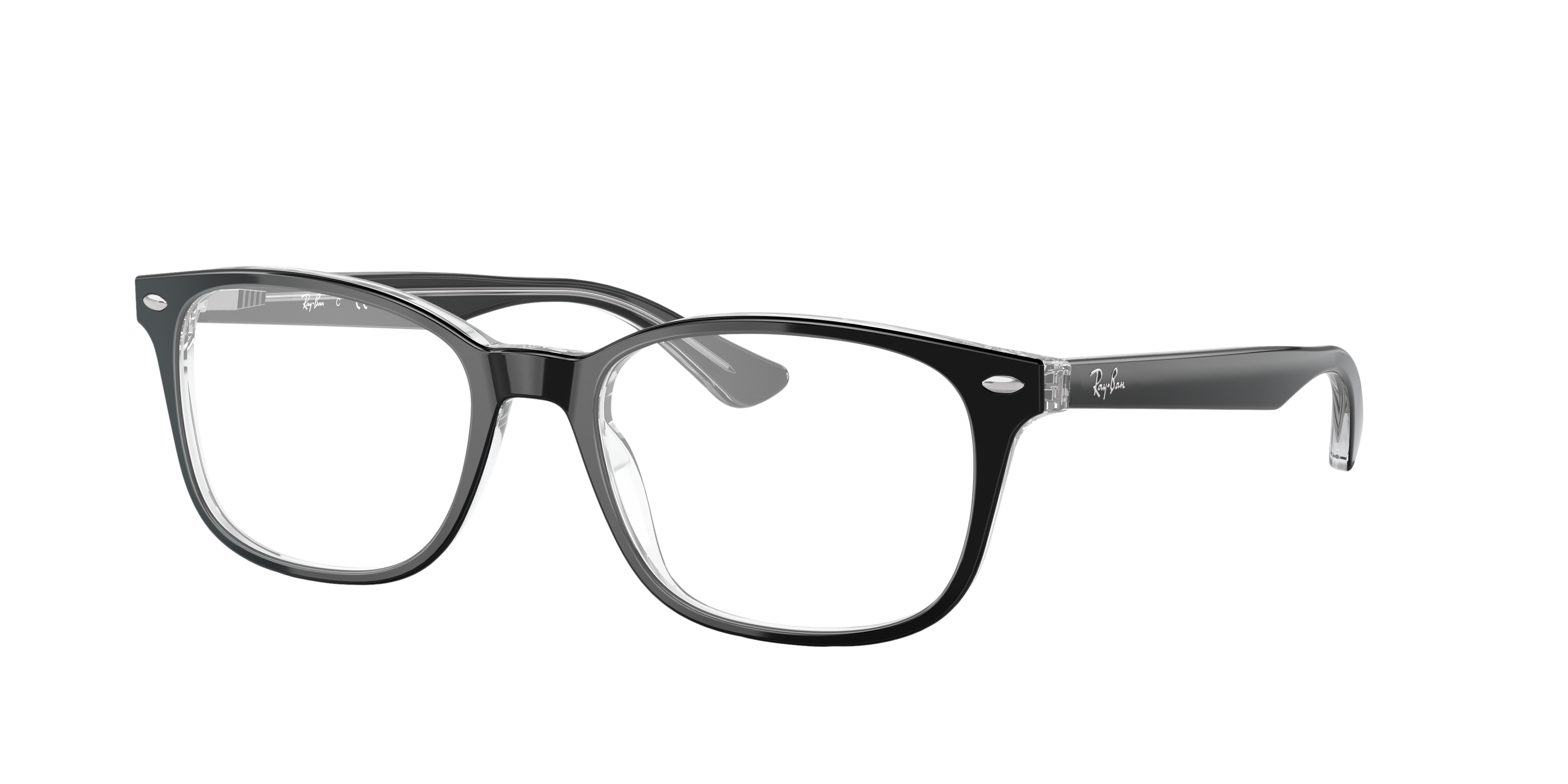 RB5375 Black On Transparent AcetateEyeglass Frames for Glasses Direct, Angle View