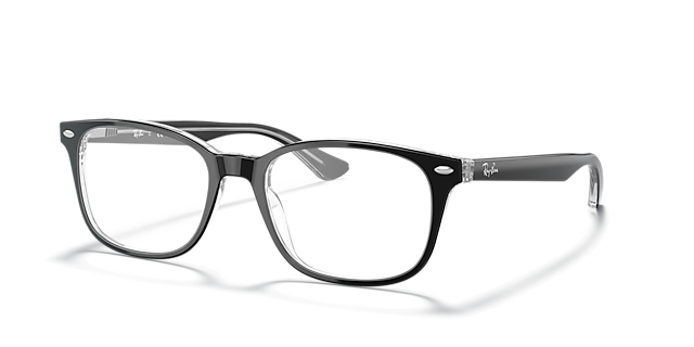 RB5375 Black On Transparent AcetateEyeglass Frames for Glasses Direct, Angle View