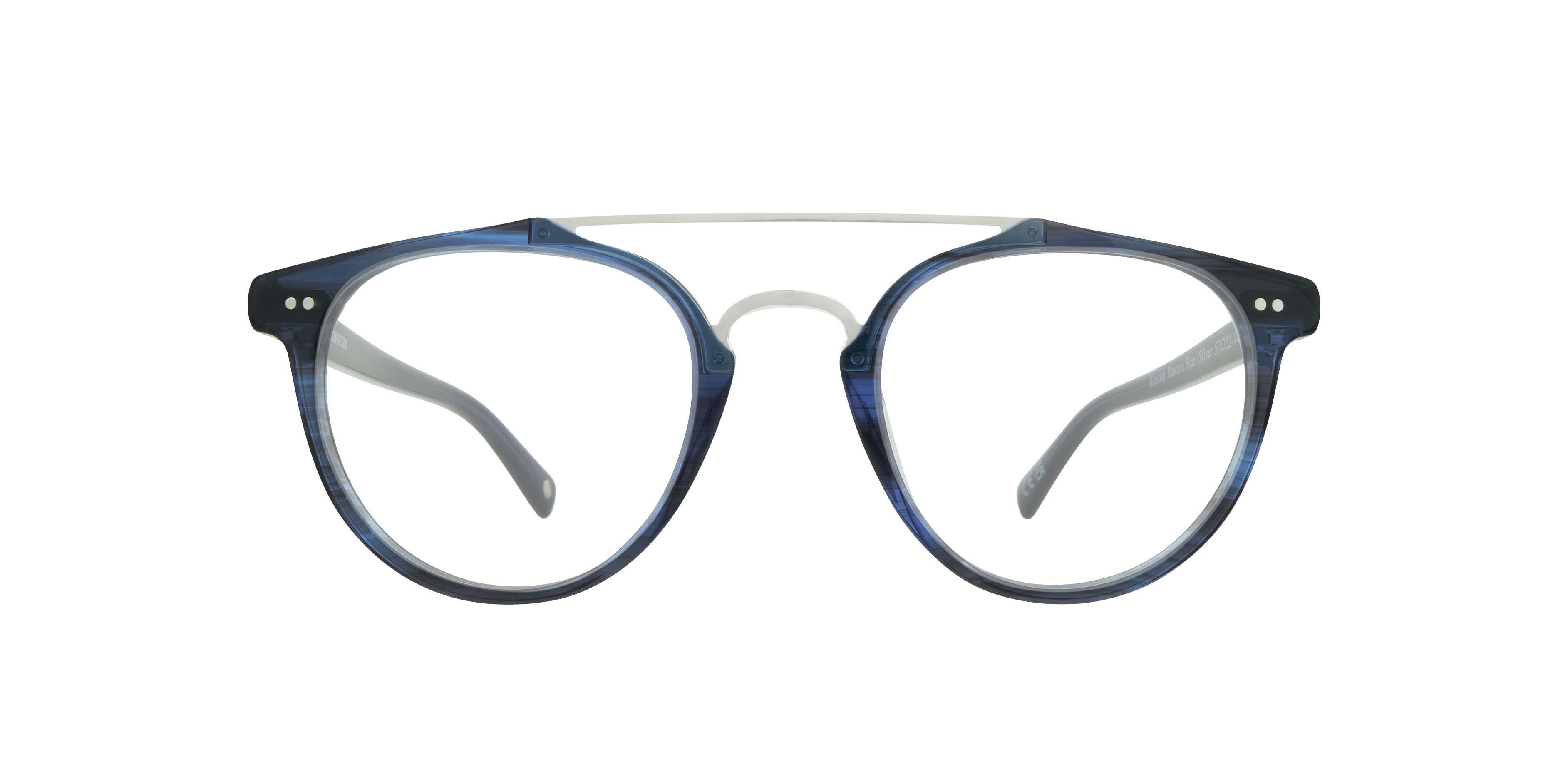 Keaton Havana Blue & Silver AcetateEyeglass Frames for Glasses Direct, Front View