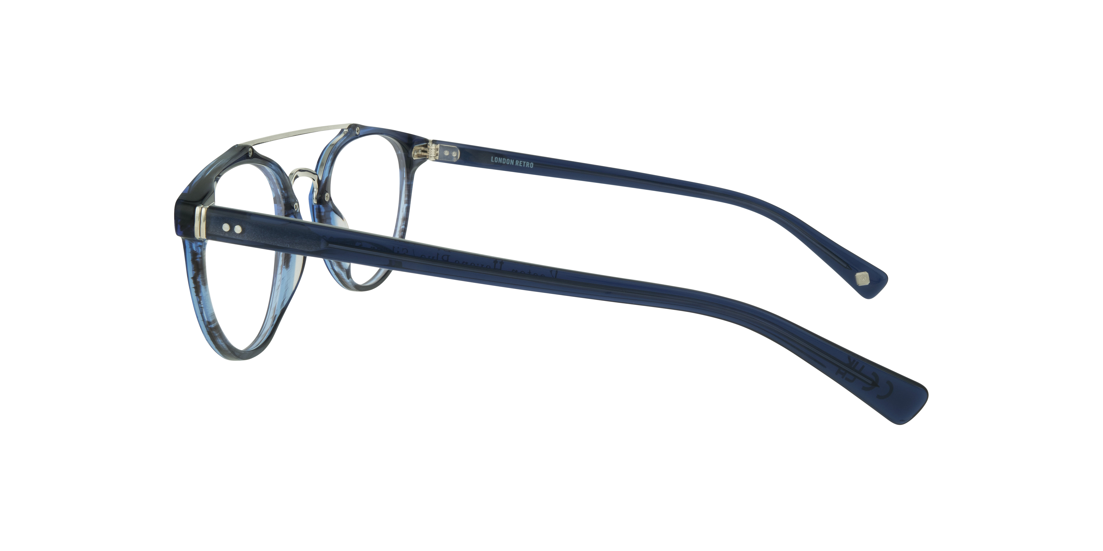 Keaton Havana Blue & Silver AcetateEyeglass Frames for Glasses Direct, Side View