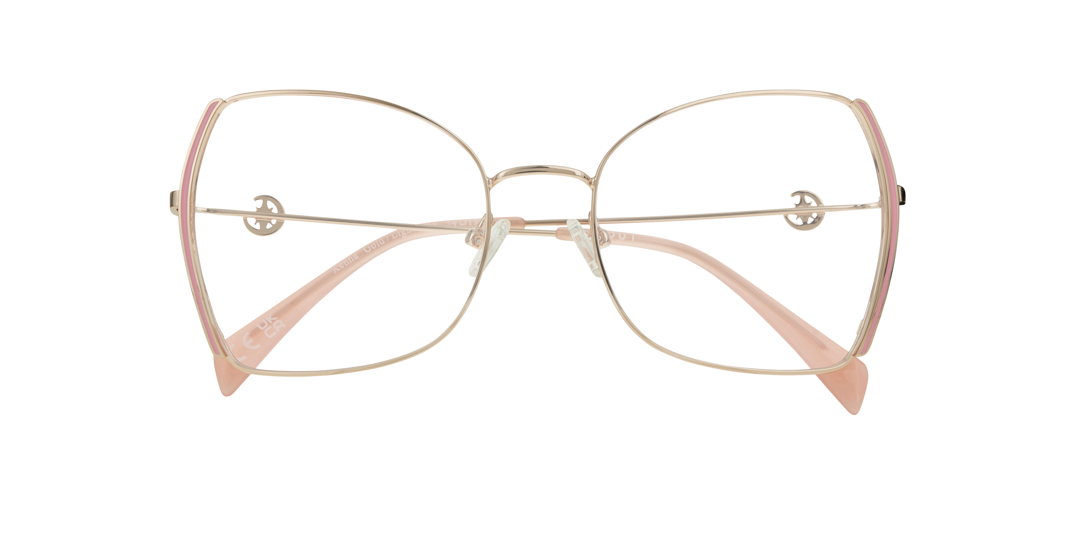 Kenna Gold & Light Pink MetalEyeglass Frames for Glasses Direct, Closed View