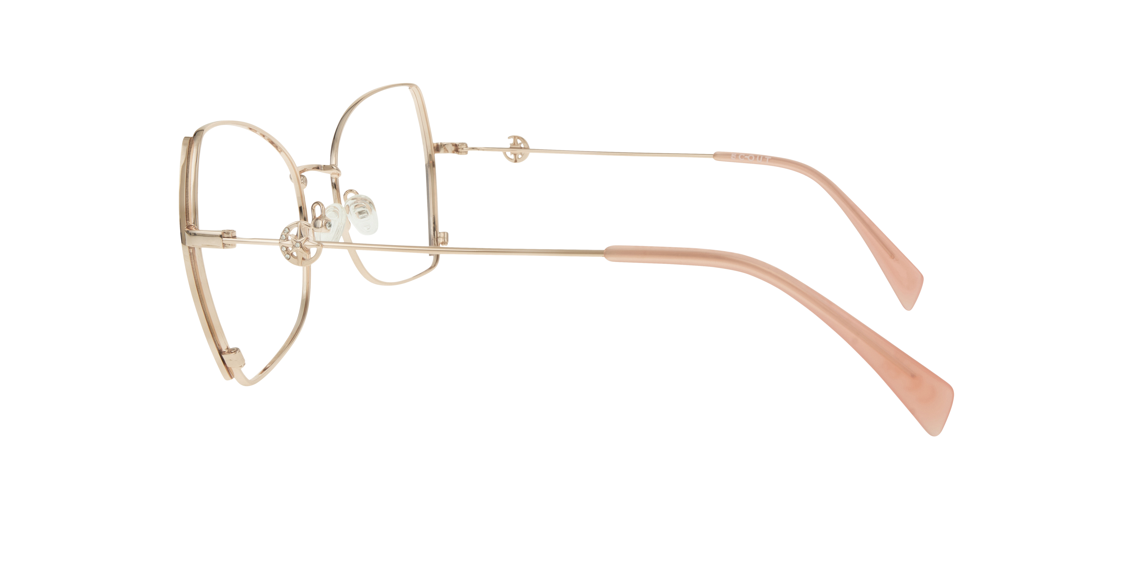 Kenna Gold & Light Pink MetalEyeglass Frames for Glasses Direct, Side View