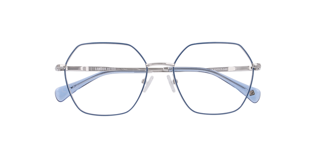 Mitcham Light Blue On Silver MetalEyeglass Frames for Glasses Direct, Closed View